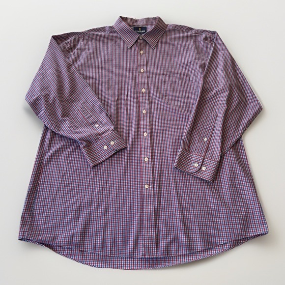Stafford Performance Travel Super Shirt Men's 18 Athletic Fit Plaid Long Sleeve - Picture 1 of 7